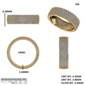 Bague en or pour femme avec diamants de laboratoire ronds, demi-bague éternité festonnée, bijoux pour mariée et occasions spéciales - Product Image 4