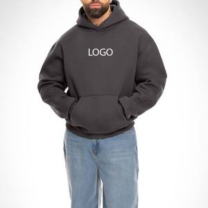 Heavyweight Custom Logo Men's Hoodie 100% Cotton Oversized Blank Streetwear <b>Thick</b> <b>Fleece</b> Plain Pullover Unisex Sweatshirt Bulk - Product Image 2