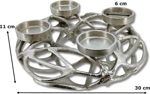 Support de bougie en aluminium argenté Signature Glow à 4 bras, résistant à la chaleur, décoration d'intérieur, candélabre en métal - Product Image 6