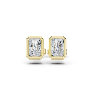 Boucles d'oreilles clous en or massif 14 carats, taille radiant, 1 carat chacune, les plus vendues, pour femmes, bijoux en diamant de laboratoire IGI - Product Image 5
