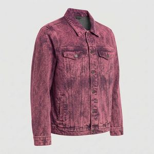 Customized Men's Loose Fit Denim Jacket with Quality Leather Collar Casual Style Washed Technique for Autumn Season - Product Image 4