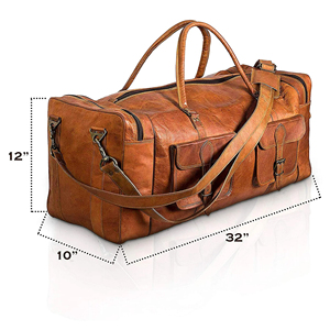 Full Grain <b>Leather</b> Duffle Bag Luxury Weekend Travel Tote Bag Adjustable Shoulder Strap Large Capacity <b>Leather</b> Duffle Bag - Product Image 6