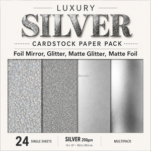 12x12 Luxury Silver Cardstock Glitter Foil Mirror Specialty Art Craft Paper for DIY Craft Cardmaking <b>Scrapbooking</b> Journals - Product Image 1