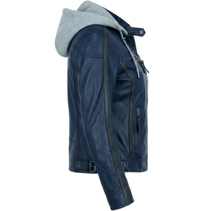 Chaqueta con Capucha de Cuero Genuino Marrón para Hombre, Invierno, Casual, Cierre Completo, Transpirable, Teñido Liso, Personalizable, OEM, Venta al Por Mayor - Product Image 2
