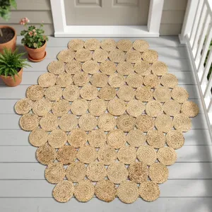 Alfombra de Yute Hecha a Mano, Octogonal, Estilo Rústico para Exteriores, Base de Yute Antideslizante, Limpieza Localizada, Grosor Medio, HILTEX JT-7224 - Product Image 1