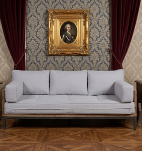 Canapé Arga, accents en bois de teck de haute qualité avec base en acier robuste, style rustique, canapé deux places, meubles polyvalents pour la maison ou l'hôpital - Product Image 2