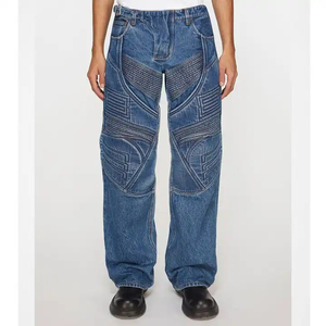 Jeans para Hombre de Alta Calidad, Fabricantes Personalizados, Corte Holgado, Estilo Biker, Pantalones Cargo, Jeans Anchos, Servicio OEM - Product Image 1
