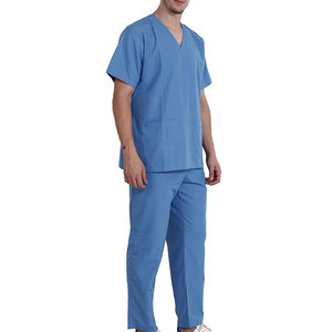 Fashionable Manufactory Custom Men Medical <b>Scrub</b> Uniform <b>Sets</b> Elasticity Short Sleeve Crew Neck Top Jogger Pant <b>Scrub</b> <b>Set</b> - Product Image 5