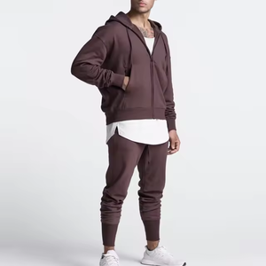 Sudadera con capucha extragrande para hombre, con cremallera, color liso, informal, de algodón, felpa francesa, para otoño - Product Image 3