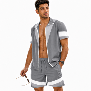 Custom Men's Summer Sportswear Tracksuit Set <b>Zip</b> Shirt and Shorts with OEM Custom Logo - Product Image 6