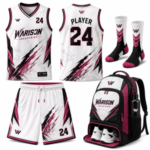 Wholesale Unisex Basketball Uniform Set 100% Polyester Basketball Jersey With Short Socks And Bag Pack Set - Product Image 2