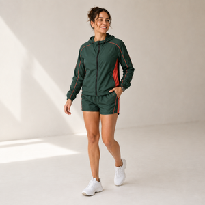 Custom Women's <b>Zip</b> Up Jacket <b>Shorts</b> Set Cargo <b>Pocket</b> Ripstop Shell Utility Embroidery Logo OEM Supplier - Product Image 4