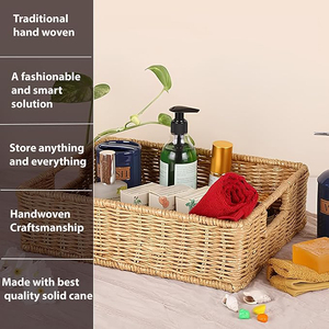 Top Selling Woven <b>Wicker</b> Rattan <b>Basket</b> Rectangle Fruit Serving <b>Storage</b> Decorative Serving Tray Natural Finished Kitchen Ware - Product Image 6