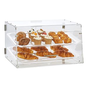 Vetrina Espositiva Commerciale per Pasticceria a 2 Livelli in Acrilico Lucido con Accesso Posteriore e Lati Rimovibili - Product Image 2
