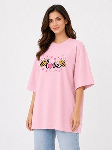T-shirt ample à col rond pour femme, en jersey de coton respirant, à manches courtes, couleur unie, fermeture éclair, séchage rapide, style streetwear - Product Image 1