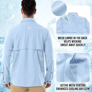 เสื้อเชิ้ตผู้ชายกันยับ สำหรับฤดูใบไม้ผลิและฤดูใบไม้ร่วง เสื้อทำงานสั่งทำขายส่งราคาถูก เสื้อสำหรับตกปลา เดินป่า - Product Image 2