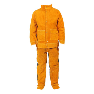 Combinaison de soudage en cuir de vachette pleine fleur, résistante au feu, anti-vapeur, résistante à la chaleur 500-1000°C, protection de niveau D, sécurité - Product Image 1