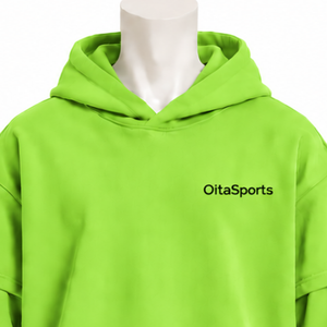 Sudadera con capucha de doble capa verde neón, de tejido grueso, con mangas superpuestas, estilo oversize, hombros caídos, informal, estilo streetwear. - Product Image 3