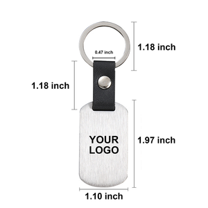Custom Stainless Steel PU <b>Leather</b> <b>Keychain</b> Blank Square Key Ring for Laser Engraving UV Printing and Company Logo Branding - Product Image 2
