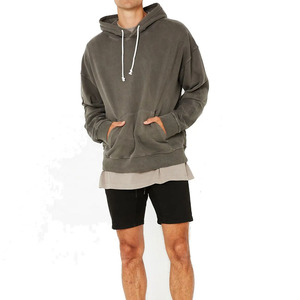 Sweat-shirt à capuche gris délavé pour homme, en molleton, coupe ample, manches longues, style streetwear décontracté, chaud pour l'hiver - Product Image 3