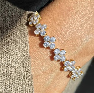 Oval Cut Moissanite Stone <b>Charm</b> Bracelet in 925 Sterling <b>Silver</b> Gold Plated Luxury Handmade Fine Jewelry Gift for Women - Product Image 4
