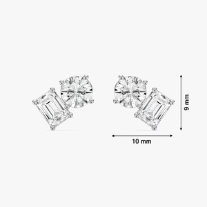 Pendientes de Diamantes Cultivados en Laboratorio, Redondos y Esmeralda, en Oro Blanco de 14K, Clásicos para Mujer, Uso Diario, en Venta - Product Image 4