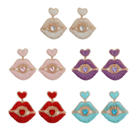 Boucles d'oreilles tendance en forme de lèvres perlées faites à la main, bijoux pour femmes, collection Saint-Valentin, par MD HANDICRAFTS