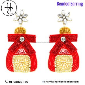 Boucles d'oreilles artisanales en perles de rocaille, style bohème ethnique, bijoux Saint-Valentin pour femme, boucles d'oreilles pendantes brodées de perles, cadeau - Product Image 2