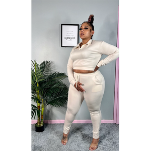 Ensemble de survêtement côtelé pour femme, pull à manches longues et pantalon de jogging, personnalisable avec logo, vente en gros - Product Image 3