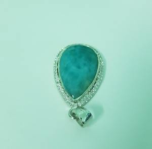 Larimar Pendant 925 Sterling Silver Natural Gemstone Handmade Fashion Jewelry Elegant Gift for Women Ocean Blue Teardrop Cut IGI - Product Image 6