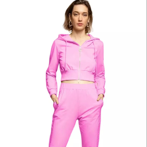 Conjunto Deportivo Corto para Mujer con Sudadera con Cremallera y Pantalones Jogger, Material de Poliéster y Elastano, Transpirable, de Secado Rápido, de Alta Calidad, Dos Piezas - Product Image 1