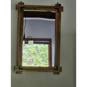 Cadre de miroir rustique en bois d'acacia 18 pouces Vente en gros |   Marron vieilli - Product Image 5