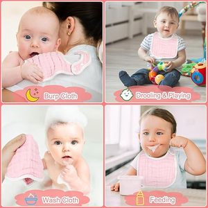 Bavoirs en mousseline extensibles 95% bambou 5% élasthanne - Ajustement doux, absorbants, essentiels pour bébé - Product Image 5