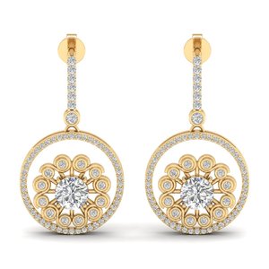 REYES, Nuevos Pendientes Colgantes de Plata de Ley 925 con Moissanita VVS para Mujer, Chapados en Oro Amarillo de 14K y Rodio - Product Image 2