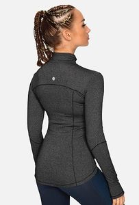 Chaqueta Deportiva Negra de Manga Larga con Media Cremallera para Mujer, Transpirable, de Spandex y Poliéster, Color Sólido, Corte Regular, con Bolsillos, para Todas las Temporadas - Product Image 2