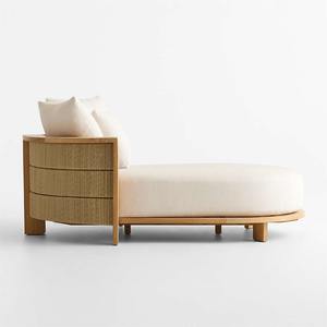 Canapé-lit de luxe en teck pour l'extérieur avec coussins épais – Mobilier de patio moderne pour hôtel, jardin et bord de piscine - Product Image 3