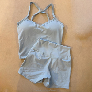 Conjuntos Deportivos de Alta Calidad para Mujer, Sujetadores Deportivos Transpirables Personalizados, Shorts de Fitness de Alta Elasticidad, <span class=keywords><strong>Ropa</strong></span> de <span class=keywords><strong>Yoga</strong></span> para Gimnasio - Product Image 4