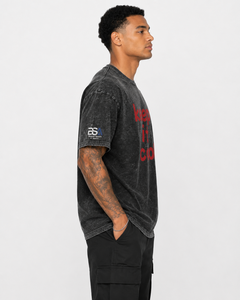 เสื้อยืดโอเวอร์ไซส์สีเทาพิมพ์ลายสำหรับผู้ชาย แบรนด์ Beazer Sports แขนสั้น คอกลม ผ้าฝ้ายลำลอง ลายกราฟิก ล้างสีแบบ Acid Wash - Product Image 3