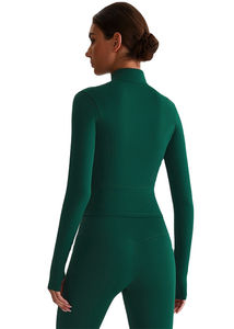 Chaqueta Deportiva Ajustada con Cierre para Mujer, Top de Yoga con Orificios para Pulgares y Conjunto de Ropa Deportiva, Marca Privada, para Running y Yoga - Product Image 2