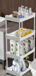 Slim Space Saving Kitchen Storage <b>Rack</b> Mobile Food Storage Shelf Plastic Organizer Cart with Wheels - Product Image 3