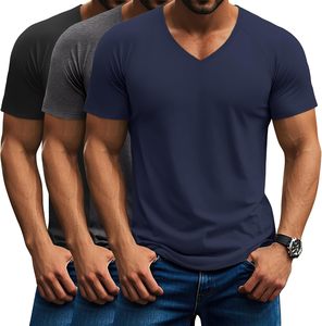 Camiseta Casual de Manga Corta con Cuello en V para Hombre, Ligera, Suave al Tacto, Material Transpirable, Corte Ajustado, Ropa de Verano para Uso Diario - Product Image 1