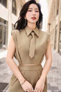 เสื้อกั๊กผ้าแพรทรงไม่สมมาตรสำหรับผู้หญิง รุ่น GLENDA เวียดนาม VIVI KA โพลีเอสเตอร์ 100% สไตล์ลำลอง กระดุมแบบปกปิด ผ้าทอเนื้อละเอียด - Product Image 3