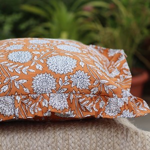 Floral Ruffle Cushion Cover Square Bohemian Style Home Decorative Pillowcase Orange <b>White</b> Pattern - Product Image 2