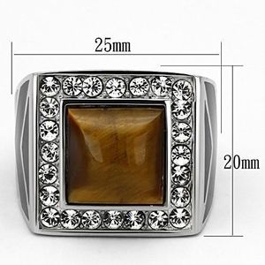 Bague en acier inoxydable poli TK938 avec œil de tigre synthétique et topaze, boutons de manchette et pinces à cravate tendance - Product Image 2