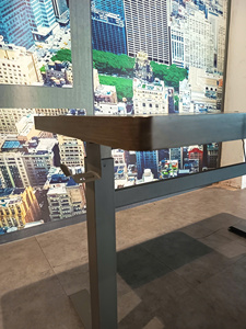Modern Height <b>Adjustable</b> Standing Desk with PB Top with USB A+C, RGB LED, 1 mesh basket, 1 hanger LED Office <b>Table</b> - Product Image 6