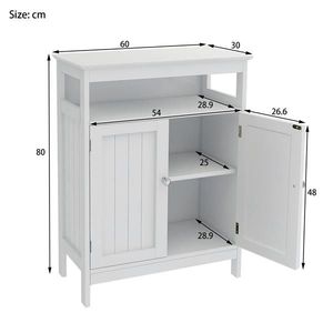 White Standing Bathroom Storage Cabinet with Double Shutter Doors - Product Image 5