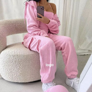 Conjunto Deportivo Personalizado con Logotipo Bordado para Mujer, Pantalones Cargo de Dos Piezas y Sudadera con Capucha de Forro Polar, con Múltiples Bolsillos - Product Image 4
