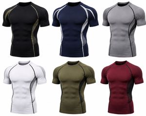 <b>Men's</b> Maroon Short Sleeve <b>Compression</b> T-<b>Shirt</b> Quick Dry Slim Fit Sporty O-Neck Knitted Solid Blank Breathable Athletic Canvas - Product Image 6