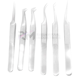 Pince à épiler RMI en acier inoxydable argenté pour cils, avec logo personnalisé, pointe en fibre, pour extensions de cils - Product Image 2