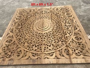 Paneles Decorativos de Madera de Teca Tallada de 8 pies, 100% Hechos a Mano, Alta Resistencia, Ecológicos, Decoración Clásica Tailandesa para el Hogar - Product Image 2